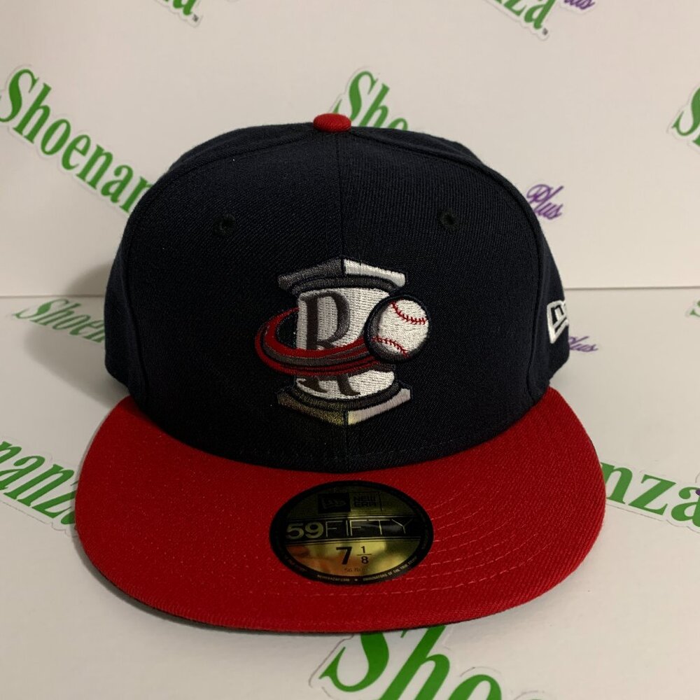 New Era 59Fifty Hat MiLB Rome Braves Baseball Fitted Cap Navy Blue Red 7 1/8
